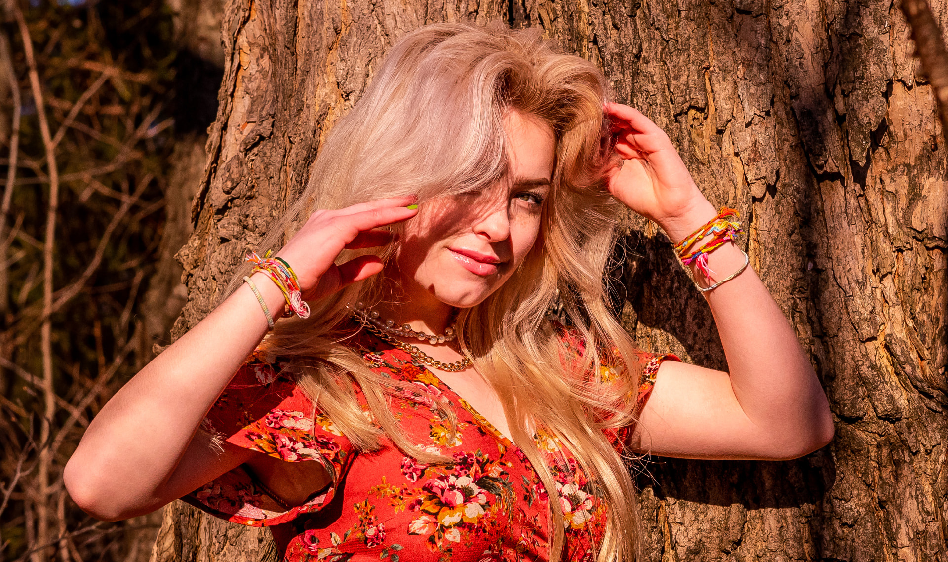 Golden-hour editorial portrait session photographed outdoors
